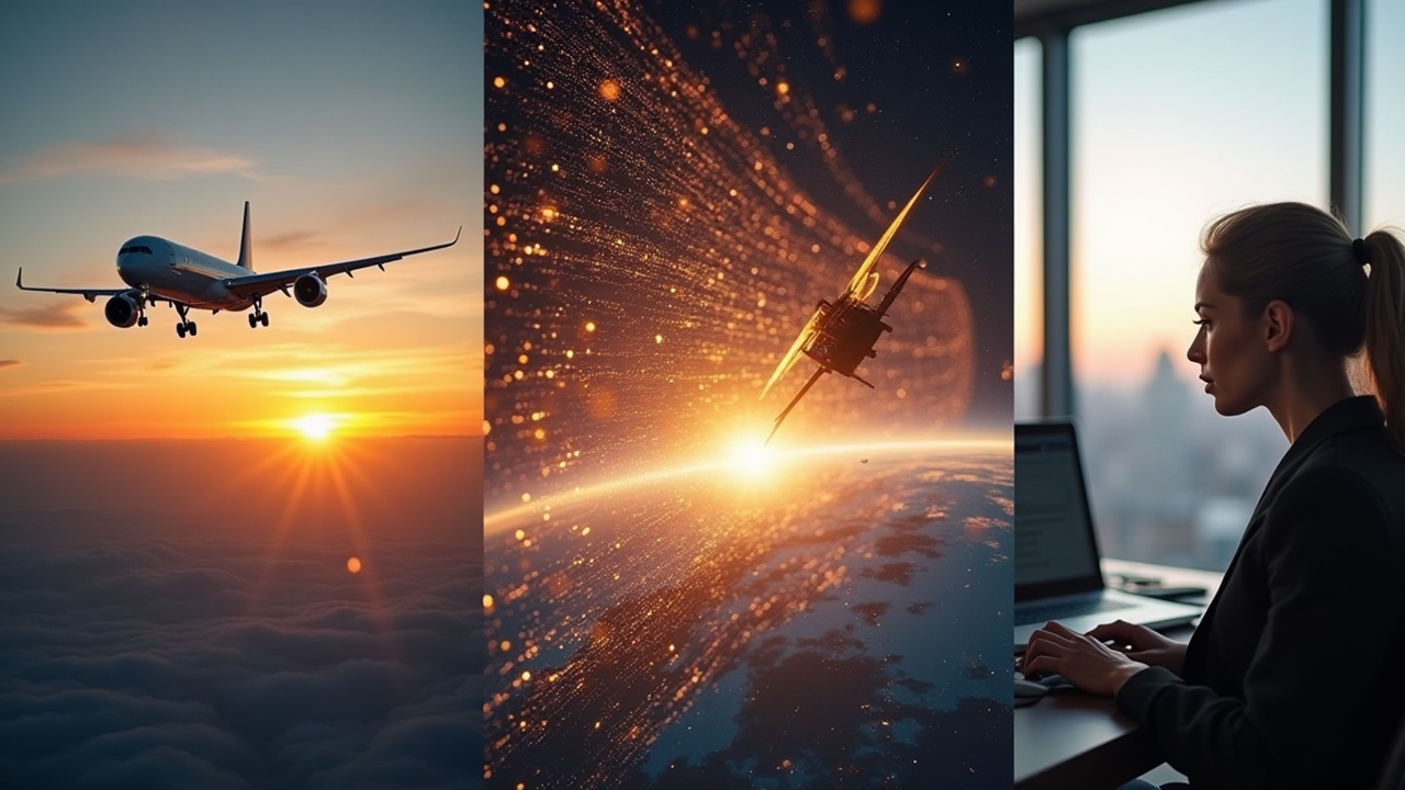 Image showing a fixed-wing aircraft, a rotorcraft, and an eVTOL, representing the integration of new aircraft types in the evolution from MSG-3 to MSG-4.